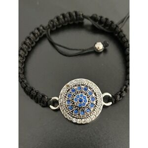 Cord Bracelet Women Black Excellent Crystal Snap Macrame Magnolia and Vine